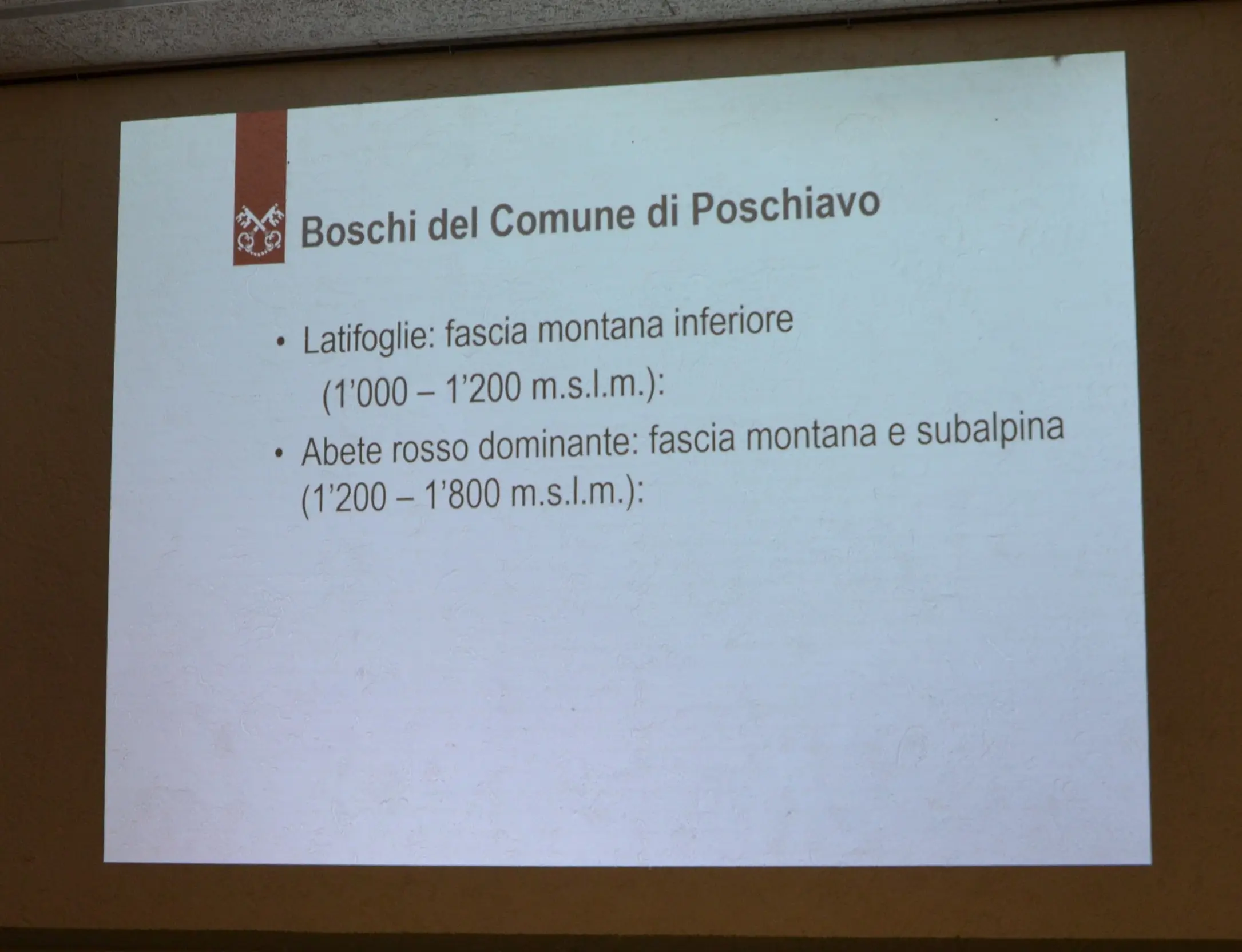 Informazioni sui boschi del Comune di Poschiavo, con dettagli sulle fasce montane inferiori e subalpine, specificando la vegetazione dominante.
